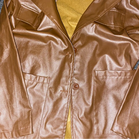 Button Up Faux Leather Blazer - Picture 3 of 4